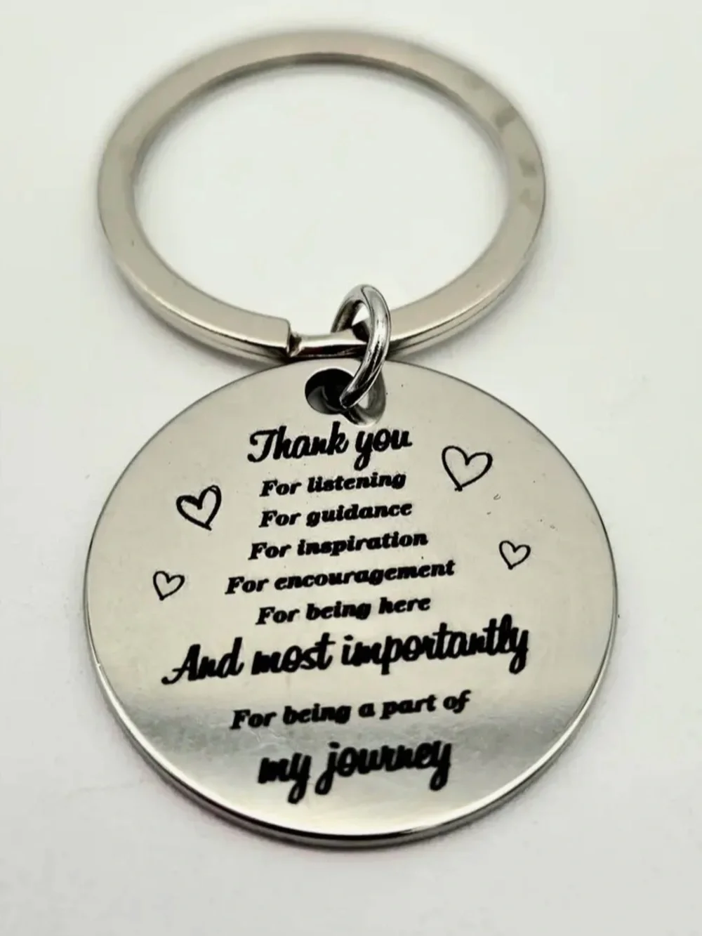 🇺🇸$5🇺🇸 Silver Tone Thank You Engraved Round 1.5 inch Keychain NIP